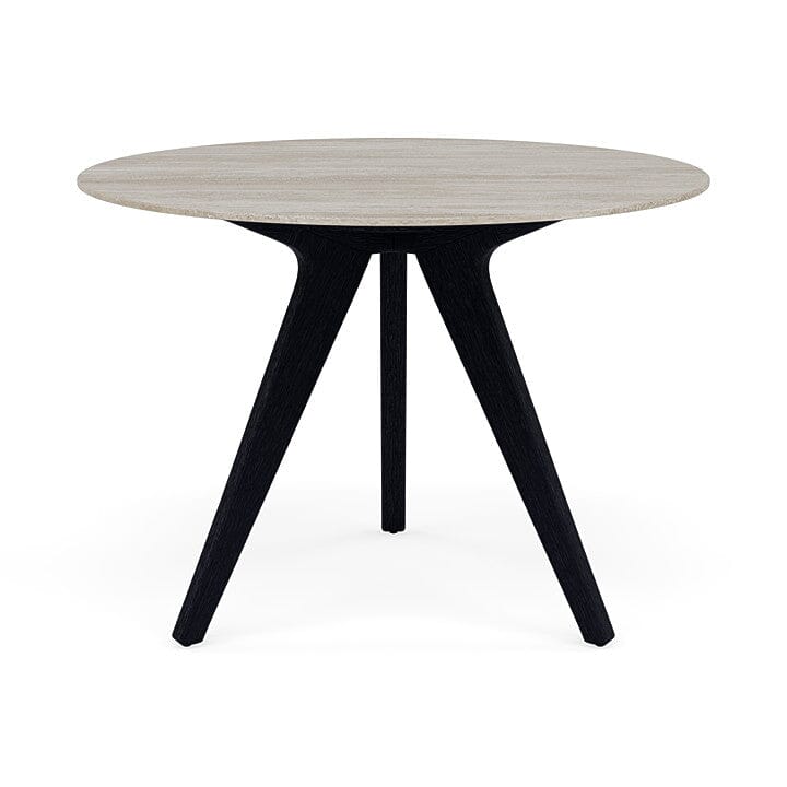 Manutti Torsa Table ø100cm Teak Brushed Scuro (HFTN) Céramique Travertin Crema 12mm (5K74) 