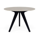Manutti Torsa Table ø100cm Teak Brushed Scuro (HFTN) Céramique Travertin Crema 12mm (5K74) 