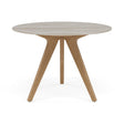 Manutti Torsa Table ø100cm Teak Natural (HFTK) Céramique Travertin Crema 12mm (5K74) 