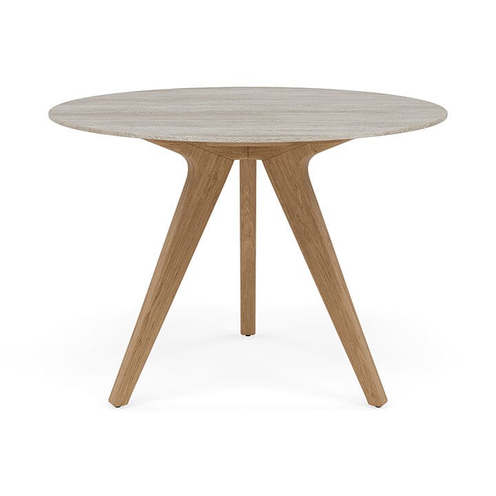 Manutti Torsa Table ø100cm Teak Natural (HFTK) Céramique Travertin Crema 12mm (5K74) 