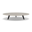 Manutti Torsa Table ø125cm h:25cm Teak Brushed Scuro (HFTN) Céramique Travertin Crema 12mm (5K74) 