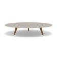 Manutti Torsa Table ø125cm h:25cm Teak Natural (HFTK) Céramique Travertin Crema 12mm (5K74) 