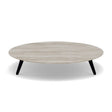 Manutti Torsa Table ø148cm h:30cm Teak Brushed Scuro (HFTN) Céramique Travertin Crema 12mm (5K74) 