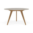 Manutti Torsa Table ø148cm h:90cm Teak natural Céramique Travertin Crema 12mm (5K74) 