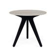Manutti Torsa Table ø80cm Teak Brushed Scuro (HFTN) Céramique Travertin Crema 12mm (5K74) 