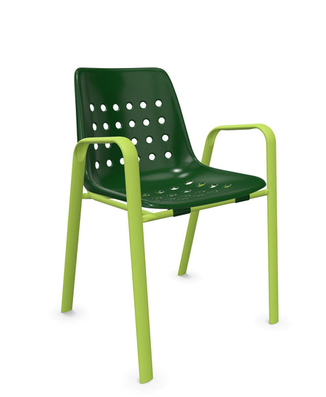 Schaffner Bermuda Fauteuil repas avec accoudoirs tubes ovales 