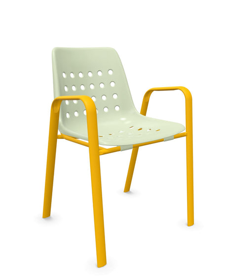 Schaffner Bermuda Fauteuil repas avec accoudoirs tubes ovales 