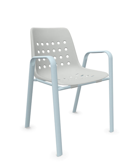 Schaffner Bermuda Fauteuil repas avec accoudoirs tubes ovales 