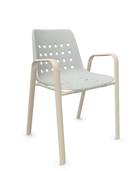 Schaffner Bermuda Fauteuil repas avec accoudoirs tubes ovales 
