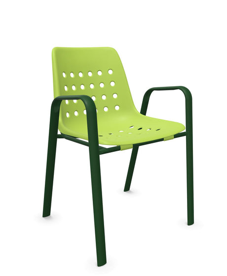 Schaffner Bermuda Fauteuil repas avec accoudoirs tubes ovales 