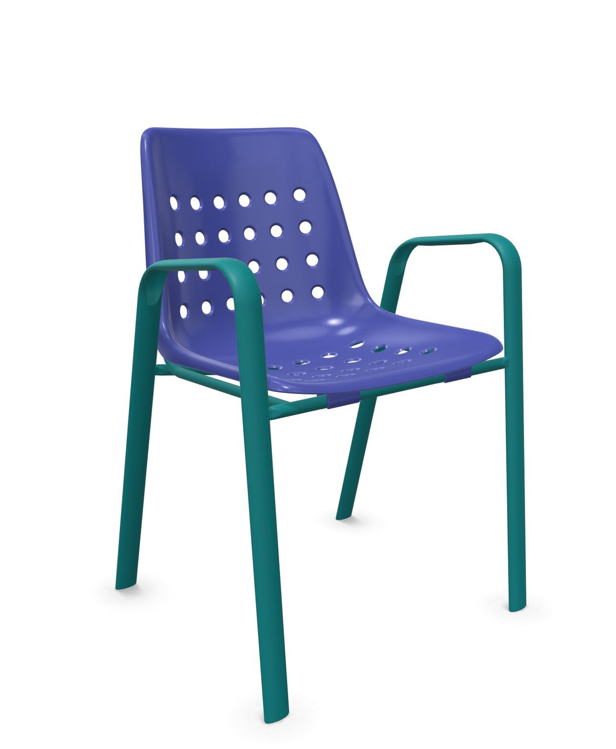 Schaffner Bermuda Fauteuil repas avec accoudoirs tubes ovales Bleu 53 Bleu Kali 56 