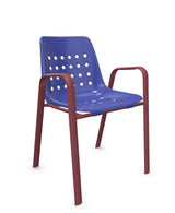 Schaffner Bermuda Fauteuil repas avec accoudoirs tubes ovales Bleu 53 Bordeaux 38 