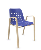 Schaffner Bermuda Fauteuil repas avec accoudoirs tubes ovales Bleu 53 Marron Pastel 83 