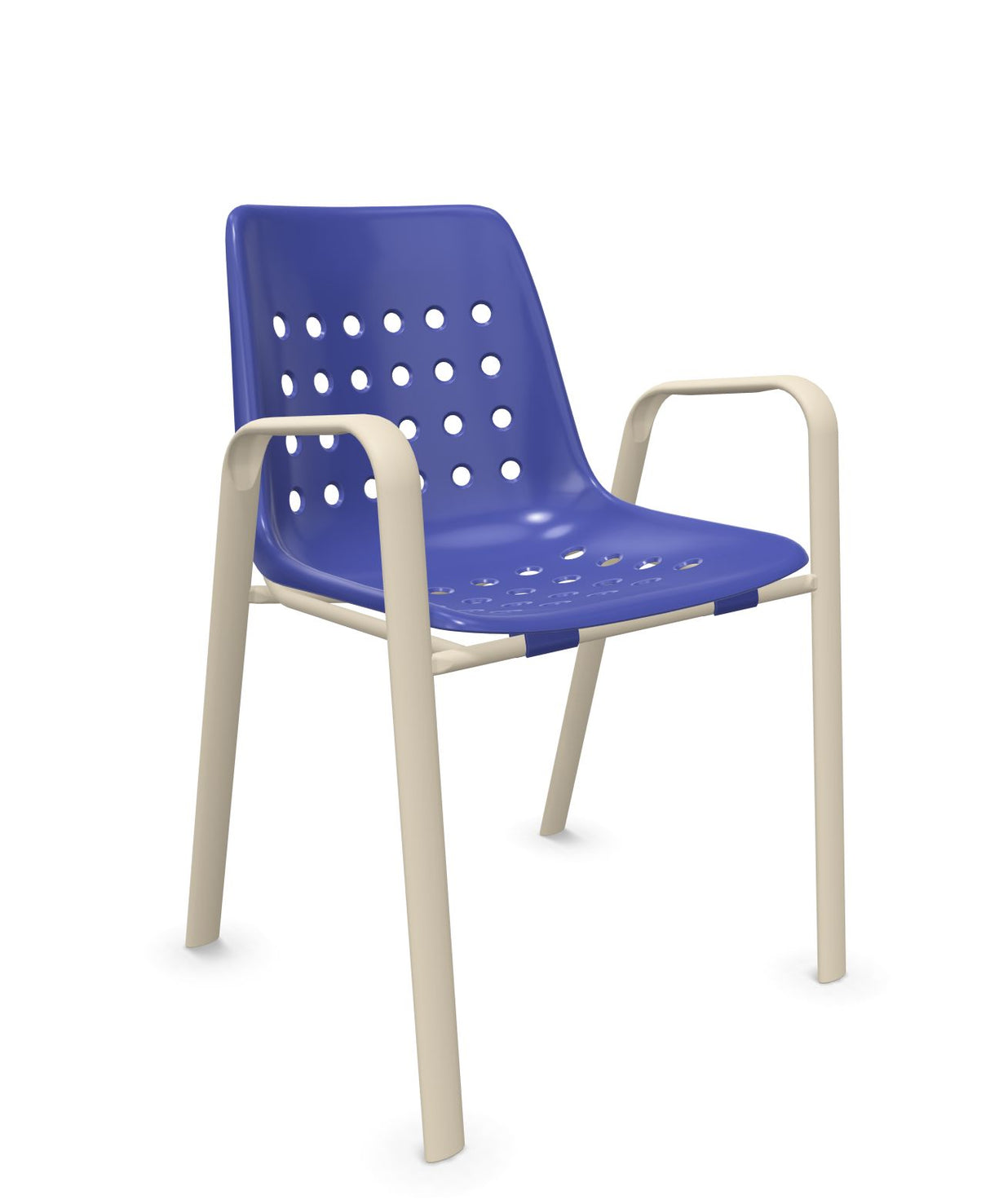Schaffner Bermuda Fauteuil repas avec accoudoirs tubes ovales Bleu 53 Sable Pastel 15 