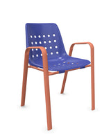 Schaffner Bermuda Fauteuil repas avec accoudoirs tubes ovales Bleu 53 Terracotta 84 