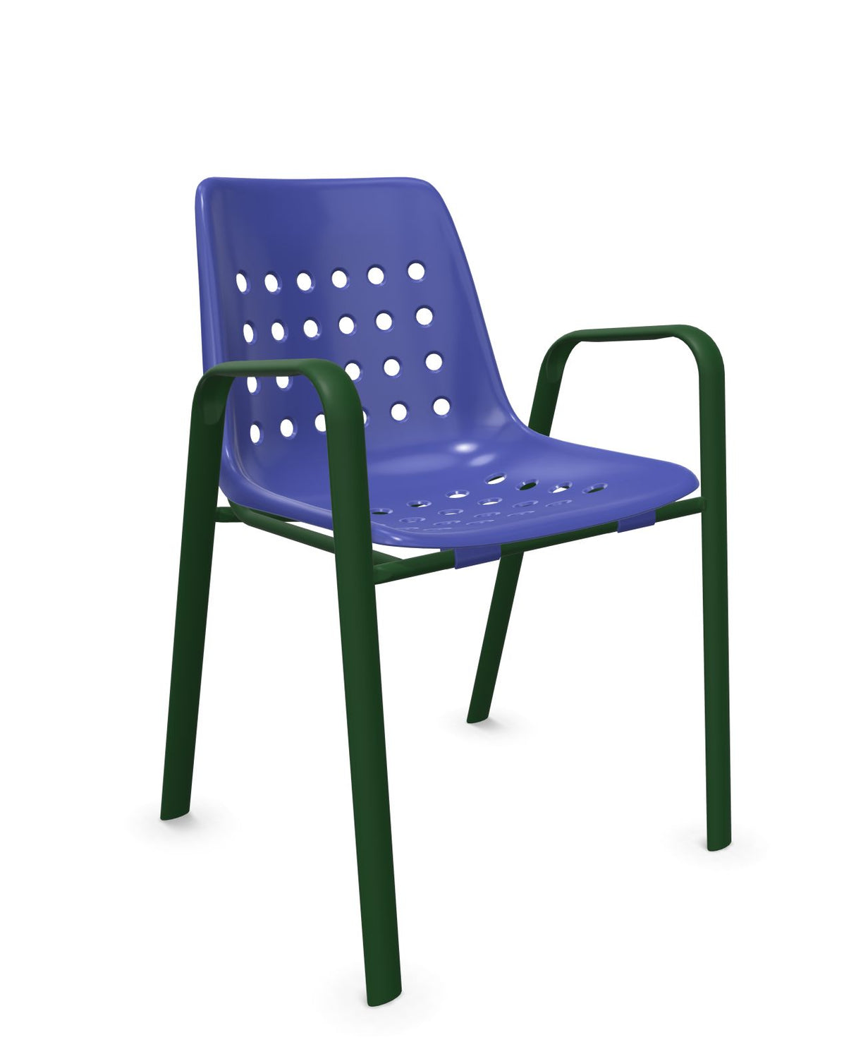 Schaffner Bermuda Fauteuil repas avec accoudoirs tubes ovales Bleu 53 Vert Sapin 66 