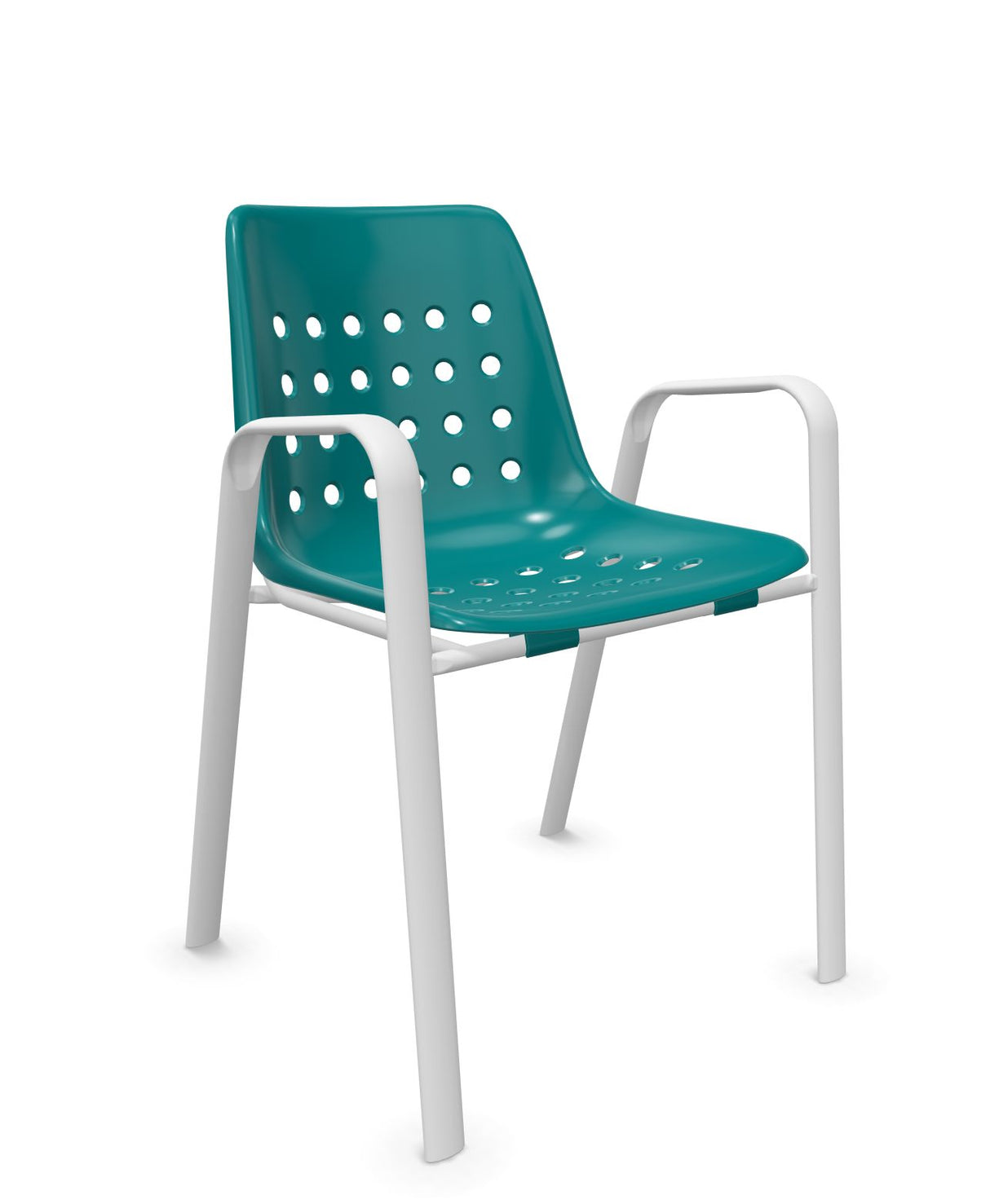 Schaffner Bermuda Fauteuil repas avec accoudoirs tubes ovales Bleu Kali 56 Blanc 90 