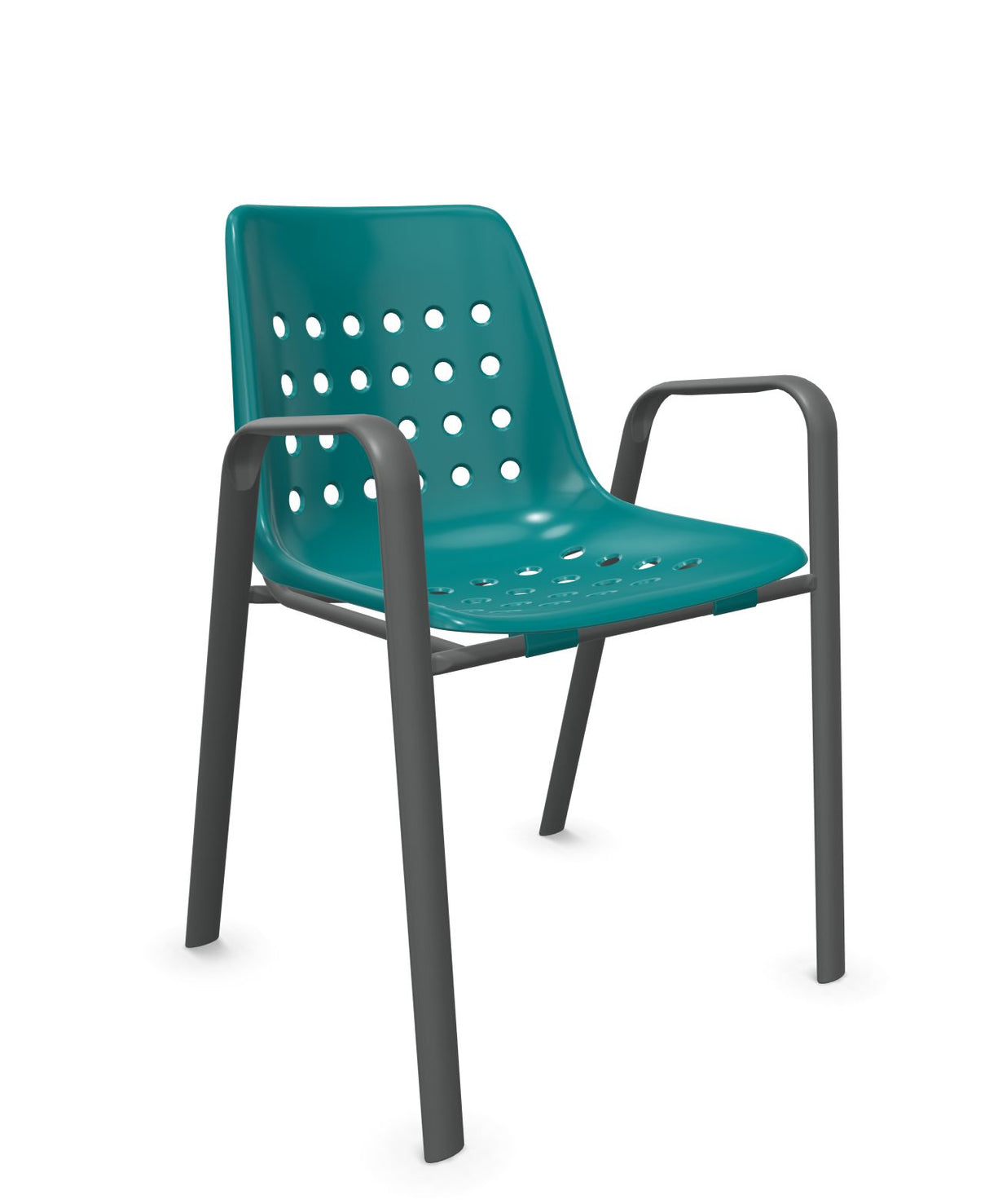Schaffner Bermuda Fauteuil repas avec accoudoirs tubes ovales Bleu Kali 56 Graphite 73 