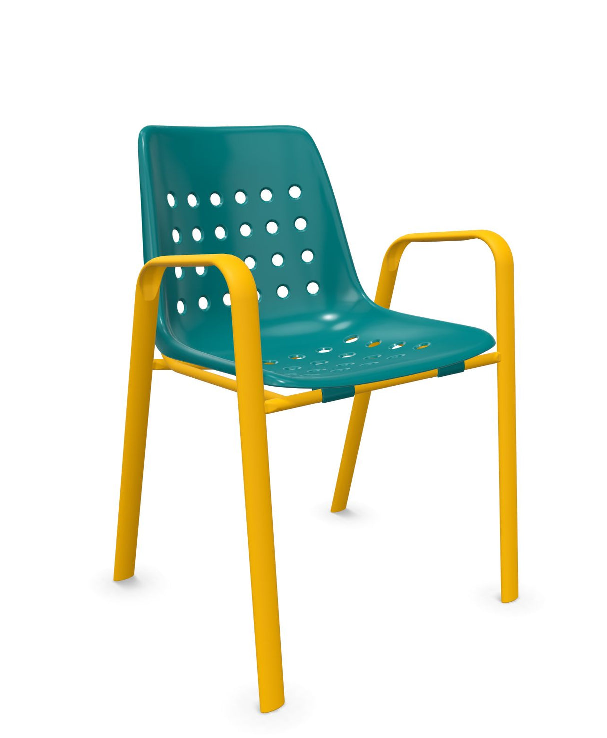 Schaffner Bermuda Fauteuil repas avec accoudoirs tubes ovales Bleu Kali 56 Jaune 11 