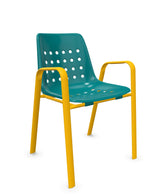 Schaffner Bermuda Fauteuil repas avec accoudoirs tubes ovales Bleu Kali 56 Jaune 11 