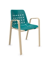 Schaffner Bermuda Fauteuil repas avec accoudoirs tubes ovales Bleu Kali 56 Marron Pastel 83 