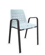 Schaffner Bermuda Fauteuil repas avec accoudoirs tubes ovales Bleu Pastel 51 Anthracite 77 