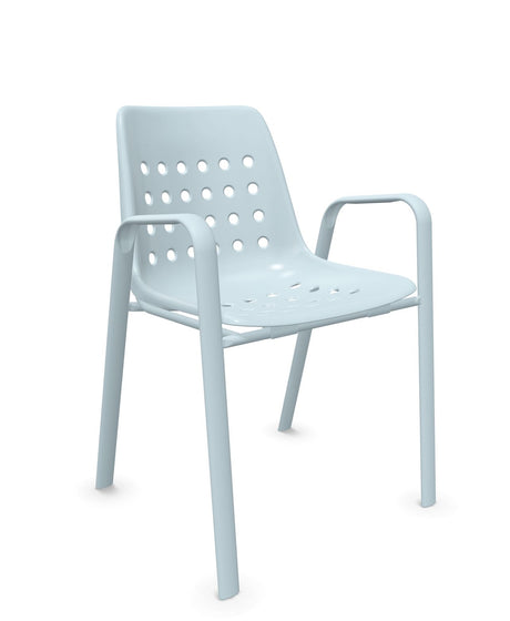 Schaffner Bermuda Fauteuil repas avec accoudoirs tubes ovales Bleu Pastel 51 Bleu Pastel 51 
