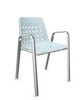 Schaffner Bermuda Fauteuil repas avec accoudoirs tubes ovales Bleu Pastel 51 Galvanisé à chaud 02 
