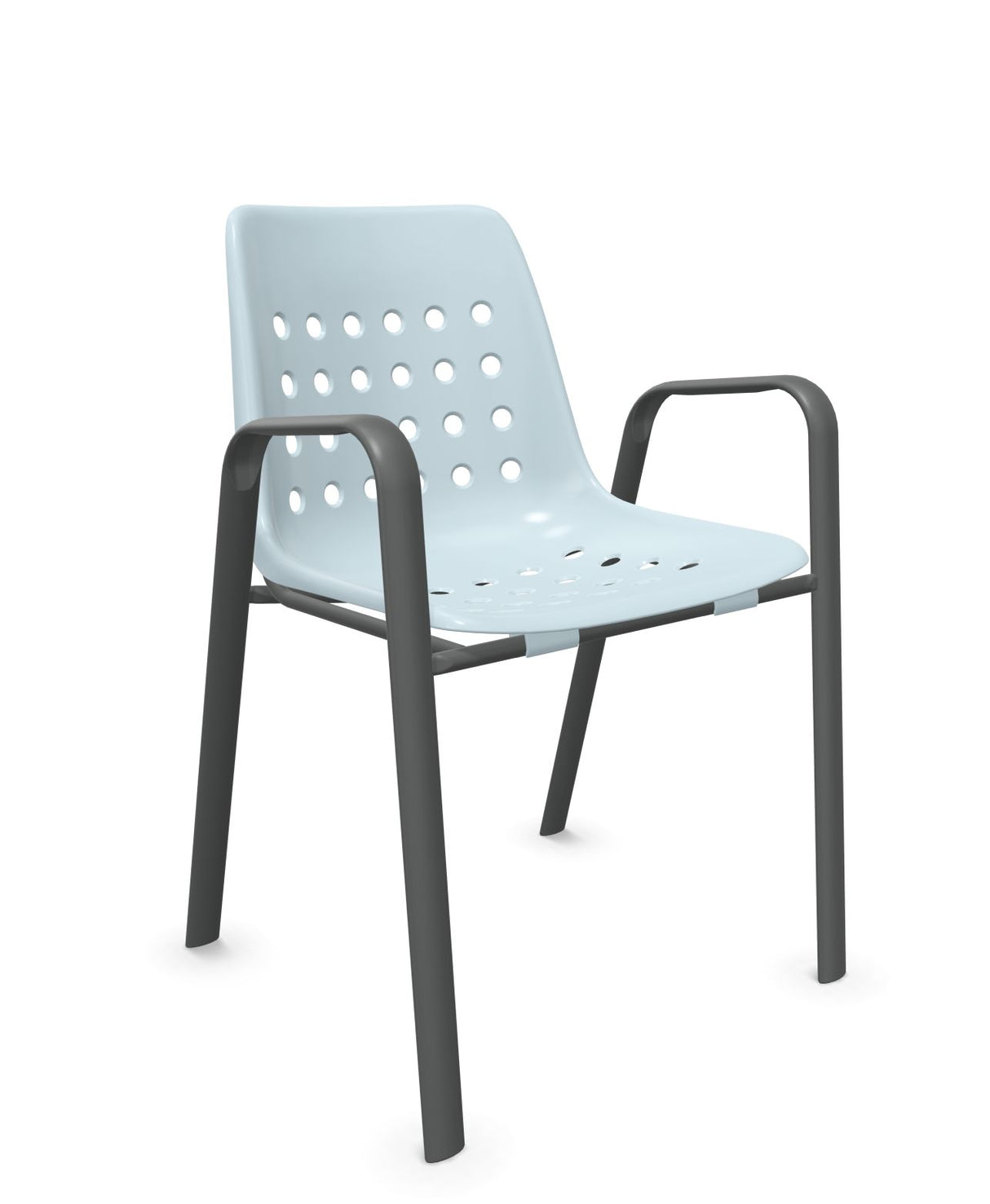 Schaffner Bermuda Fauteuil repas avec accoudoirs tubes ovales Bleu Pastel 51 Graphite 73 
