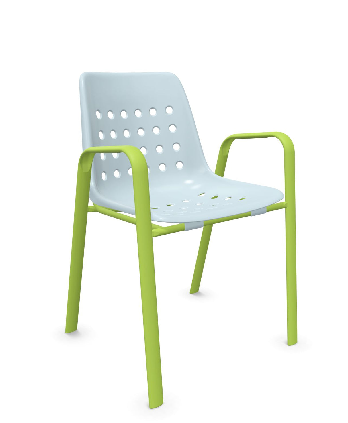 Schaffner Bermuda Fauteuil repas avec accoudoirs tubes ovales Bleu Pastel 51 Vert Clair 63 