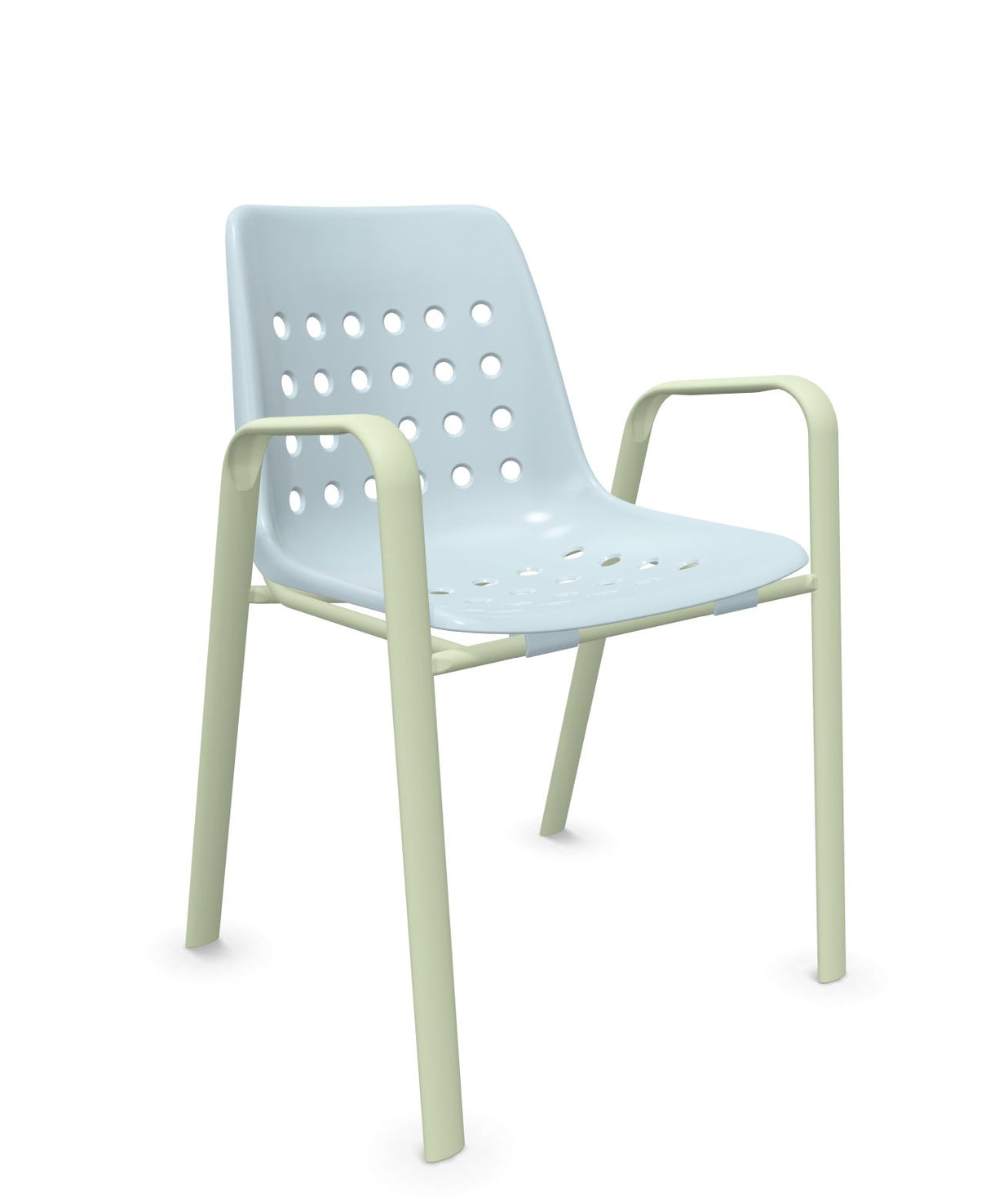 Schaffner Bermuda Fauteuil repas avec accoudoirs tubes ovales Bleu Pastel 51 Vert Pastel 64 