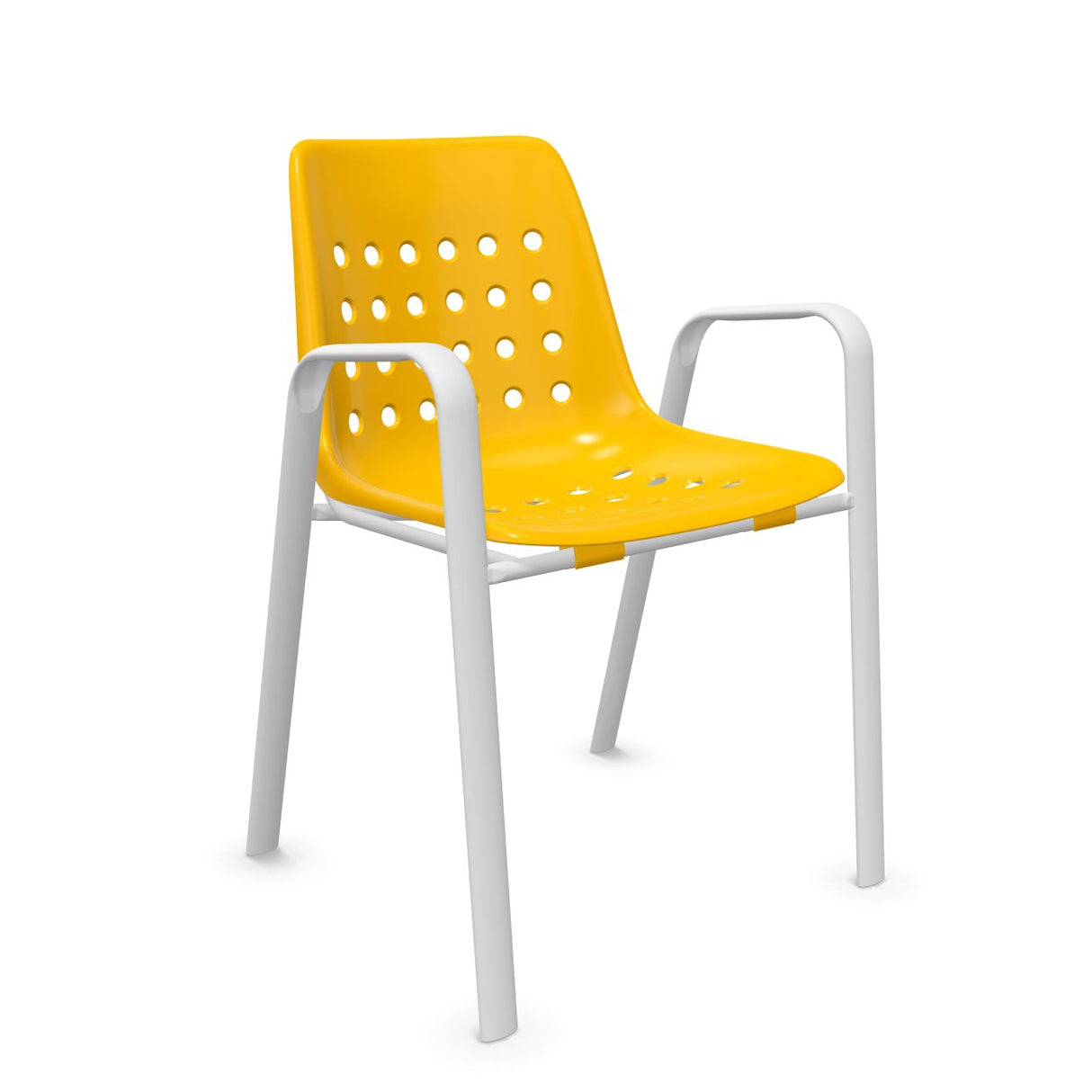 Schaffner Bermuda Fauteuil repas avec accoudoirs tubes ovales Jaune 11 Blanc 90 