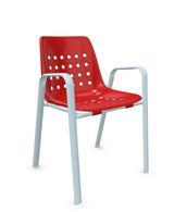 Schaffner Bermuda Fauteuil repas avec accoudoirs tubes ovales Rouge 30 Bleu Pastel 51 