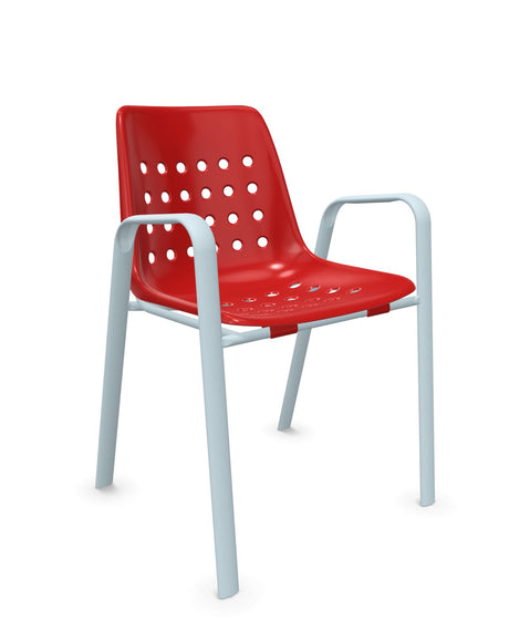 Schaffner Bermuda Fauteuil repas avec accoudoirs tubes ovales Rouge 30 Bleu Pastel 51 
