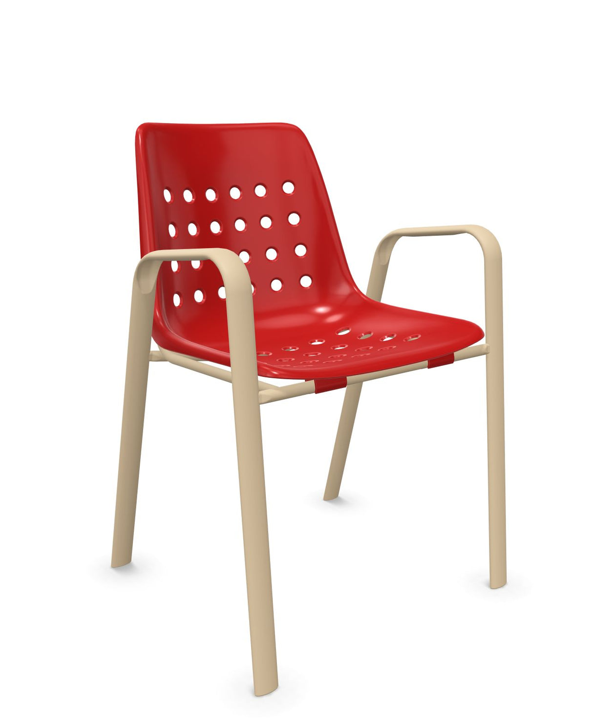 Schaffner Bermuda Fauteuil repas avec accoudoirs tubes ovales Rouge 30 Marron Pastel 83 
