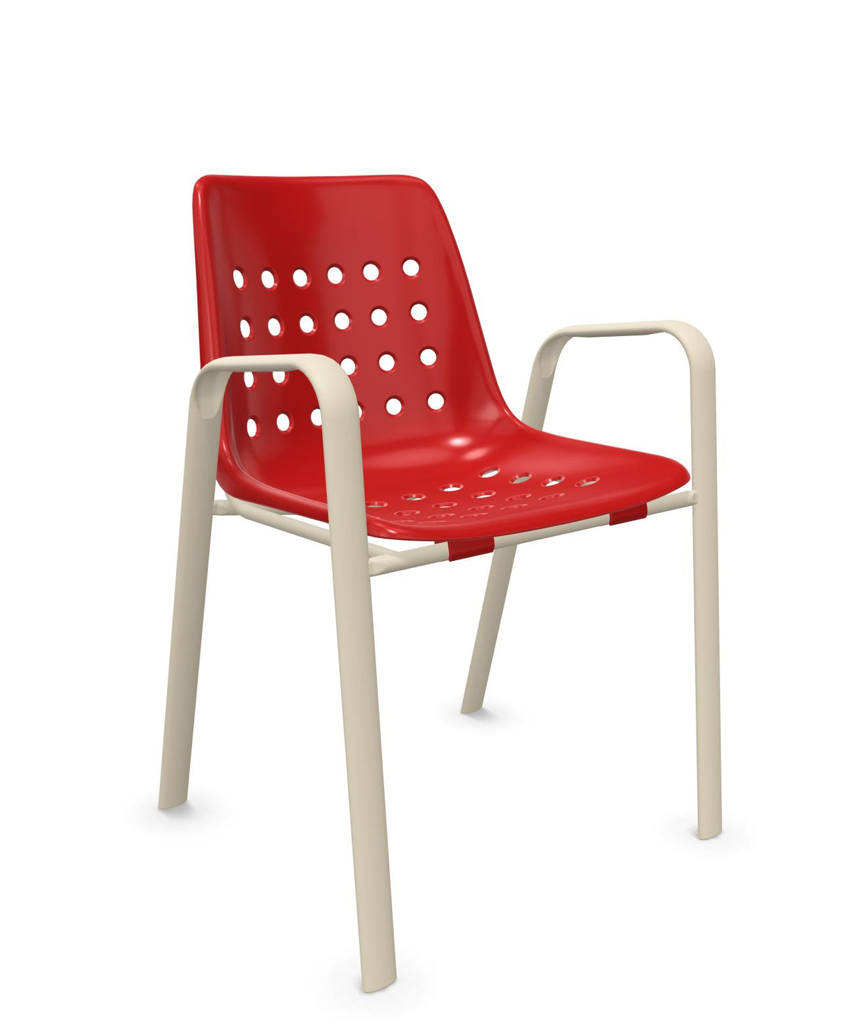 Schaffner Bermuda Fauteuil repas avec accoudoirs tubes ovales Rouge 30 Sable Pastel 15 