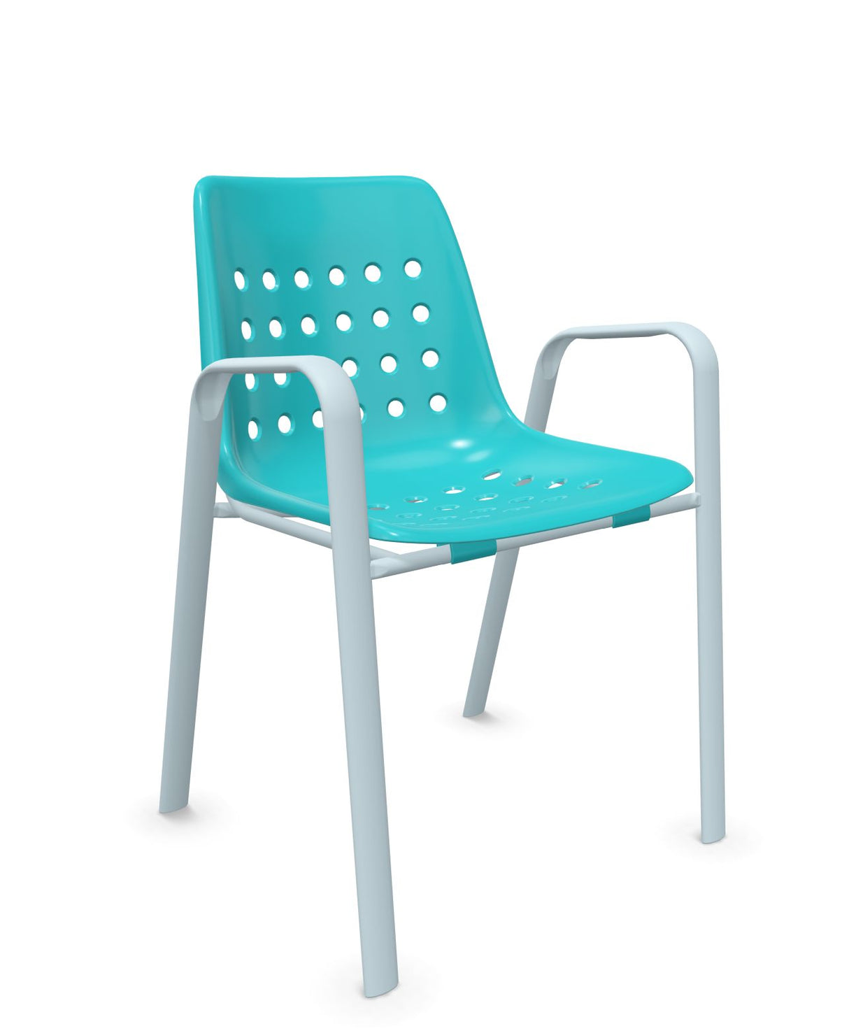 Schaffner Bermuda Fauteuil repas avec accoudoirs tubes ovales Turquoise 58 Bleu Pastel 51 