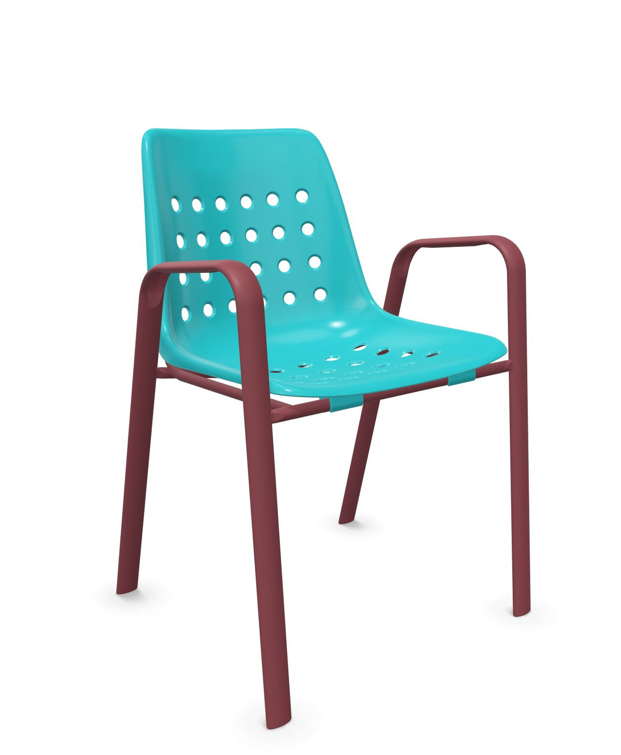 Schaffner Bermuda Fauteuil repas avec accoudoirs tubes ovales Turquoise 58 Bordeaux 38 