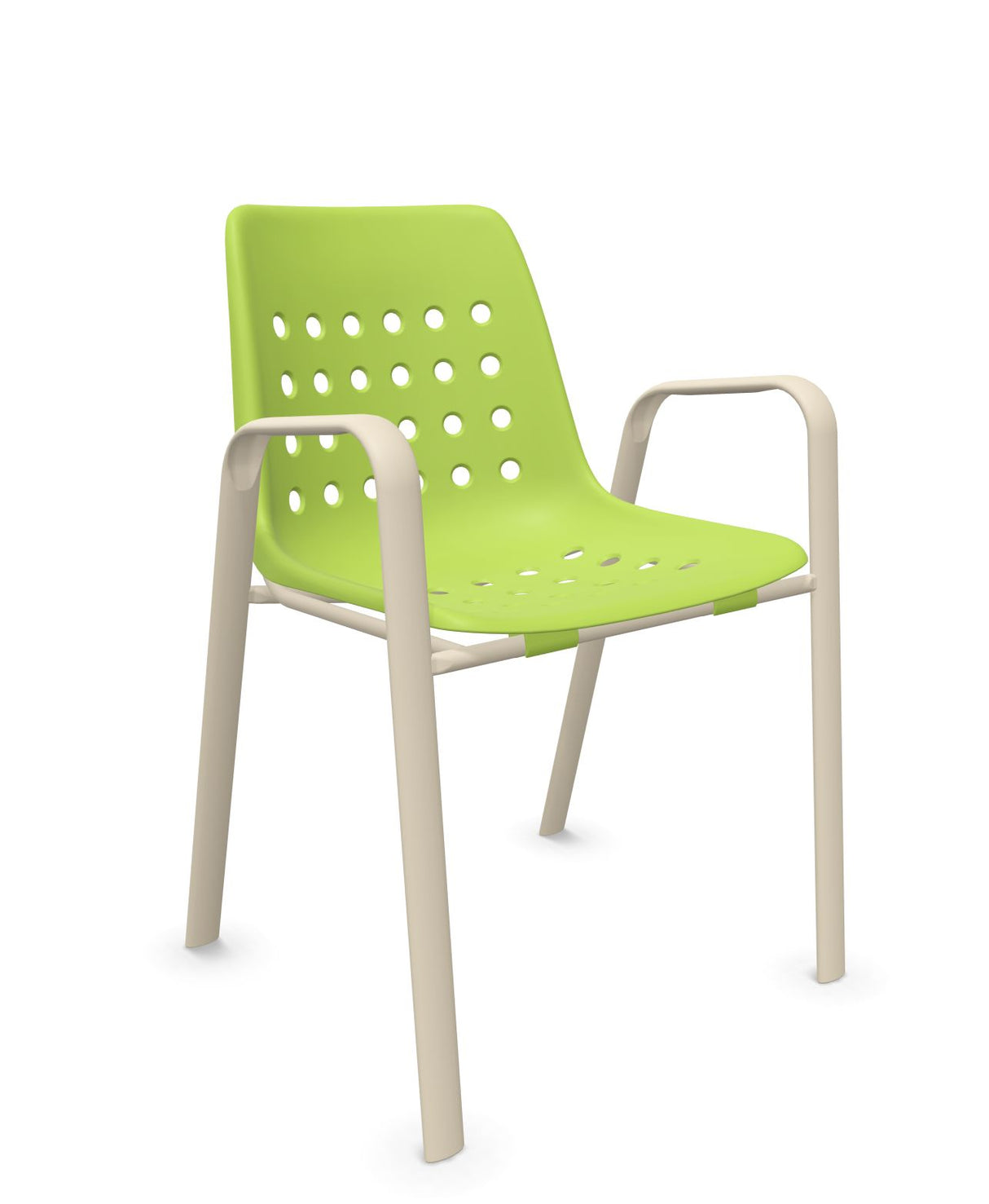 Schaffner Bermuda Fauteuil repas avec accoudoirs tubes ovales Vert Clair 63 Sable Pastel 15 
