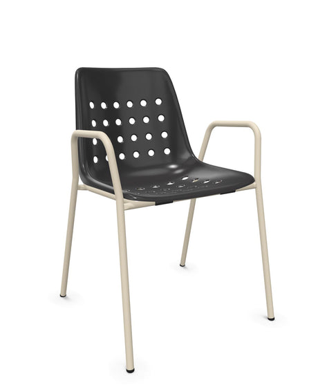 Schaffner Bermuda Fauteuil repas avec accoudoirs tubes ronds 