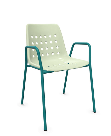 Schaffner Bermuda Fauteuil repas avec accoudoirs tubes ronds 