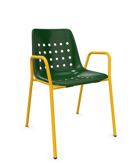 Schaffner Bermuda Fauteuil repas avec accoudoirs tubes ronds 