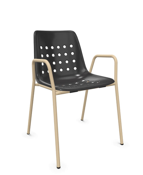 Schaffner Bermuda Fauteuil repas avec accoudoirs tubes ronds 