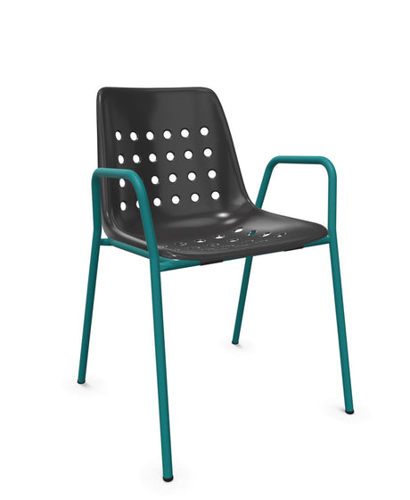 Schaffner Bermuda Fauteuil repas avec accoudoirs tubes ronds 