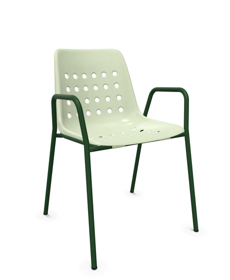 Schaffner Bermuda Fauteuil repas avec accoudoirs tubes ronds 