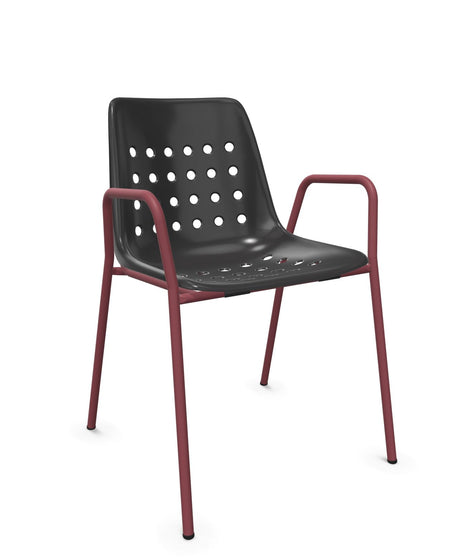 Schaffner Bermuda Fauteuil repas avec accoudoirs tubes ronds 