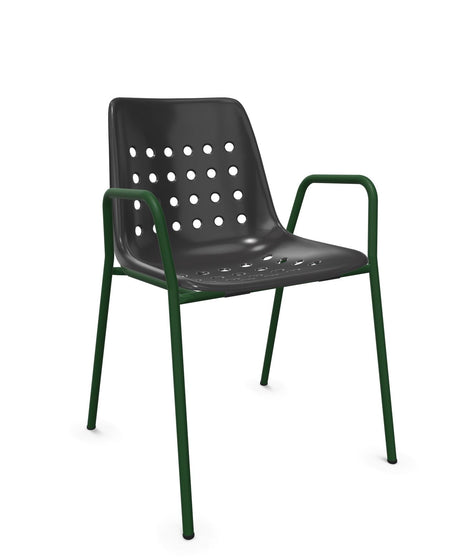 Schaffner Bermuda Fauteuil repas avec accoudoirs tubes ronds 