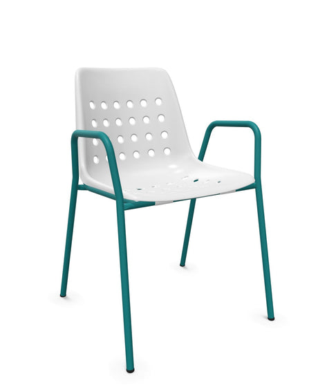 Schaffner Bermuda Fauteuil repas avec accoudoirs tubes ronds 