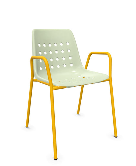 Schaffner Bermuda Fauteuil repas avec accoudoirs tubes ronds 