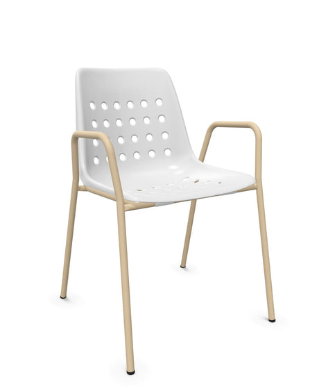 Schaffner Bermuda Fauteuil repas avec accoudoirs tubes ronds 